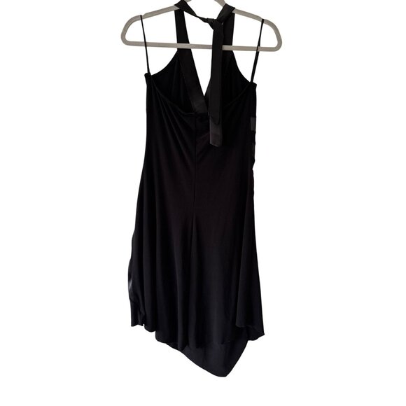 Taboo Black Halter Dress With Asymmetrical Hem Satin Stripes Vintage 90s Y2K - Picture 5 of 9